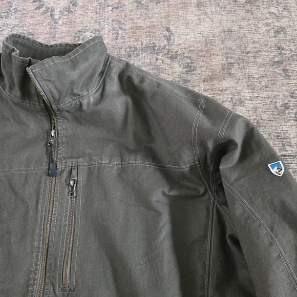 Kuhl Burr Jacket Mens XXL Gray Olive Green Zip-up Waxed Canvas Gunmetal Sty 1052 - Picture 3 of 13